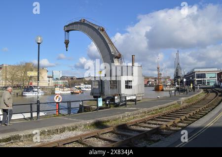 La grue à vapeur Fairbairn dans le port de Bristol. 26 février 2024. Banque D'Images