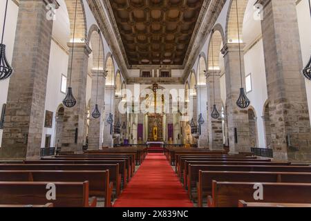 Angra do Heroismo, Terceira, Açores, Portugal. 30 mars 2022. Vue intérieure de la cathédrale d'Angra do Heroismo. Banque D'Images