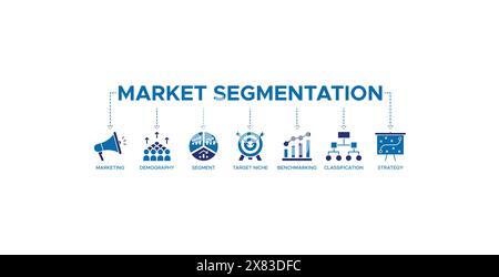 Concept d'illustration vectorielle d'icône Web de bannière de segmentation du marché Illustration de Vecteur