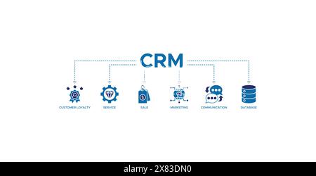 Concept d'illustration vectorielle d'icône Web de bannière CRM pour la gestion de la relation client Illustration de Vecteur