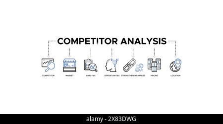 Concept d'illustration vectorielle d'icône Web d'analyse des concurrents Illustration de Vecteur
