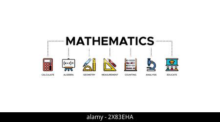 Concept d'illustration vectorielle d'icône Web de bannière mathématique Illustration de Vecteur