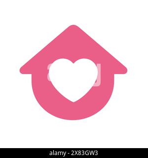 Symbole de maison avec forme de coeur, conception de logo vectoriel Illustration de Vecteur