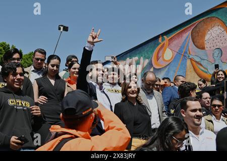 Tijuana, basse Californie, Mexique. 22 mai 2024. Le candidat mexicain de longue date à la présidentielle du Parti du mouvement des citoyens (MC), Jorge Alvarez Maynez, a fait campagne à Tijuana, en basse-Californie, au Mexique, pour obtenir le vote des jeunes sur le campus de l'Université CETYS le mercredi 22 mai 2024. (Crédit image : © Carlos A. Moreno/ZUMA Press Wire) USAGE ÉDITORIAL SEULEMENT! Non destiné à UN USAGE commercial ! Banque D'Images