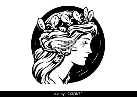 Aphrodite tête dessinée à la main dessin à l'encre. Illustration vectorielle de style gravé. Illustration de Vecteur