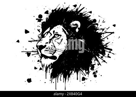Croquis de tête de lion : Vintage Vector Portrait dans le style Graffiti. Illustration du logo Illustration de Vecteur