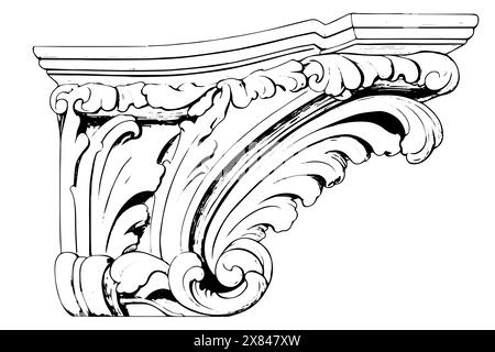 Moulage baroque vintage : Fringe en stuc orné dans un élément vectoriel de style victorien classique. Illustration de Vecteur