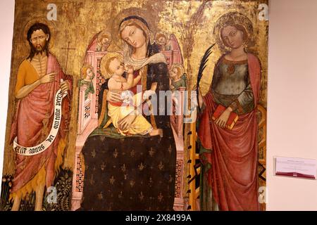 Madone et enfant avec Saint Jean Baptiste et Sainte Catherine d'Alexandrie au Museo Diocesano di Palermo en Sicile Italie Banque D'Images