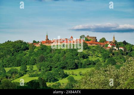 Vue de la forteresse de montagne de Dilsberg, Dilsberg, Neckargemuend, Bade-Wuerttemberg, Allemagne Banque D'Images