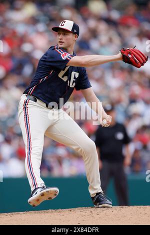 CLEVELAND, OH - 22 MAI : Tim Herrin (29), lanceur des Gardiens de Cleveland, lance lors d'un match MLB contre les mets de New York le 22 mai 2024 au progressive Field à Cleveland, Ohio. (Photo de Joe Robbins/image du sport) Banque D'Images