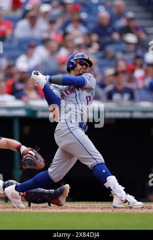 CLEVELAND, OH - 22 MAI : les New York mets Shortstop Francisco Lindor (12 ans) lors d'un match MLB contre les Guardians de Cleveland le 22 mai 2024 au progressive Field à Cleveland, Ohio. (Photo de Joe Robbins/image du sport) Banque D'Images