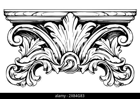 Vintage Baroque ornementation : illustrations vectorielles complexes de stuc architectural Détails élément. Illustration de Vecteur