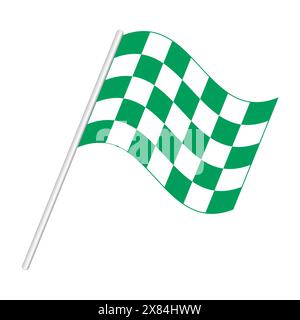 Drapeau de course à carreaux vert et blanc. Version spéciale du drapeau de fin de session dans certaines courses, affichée à la ligne d'arrivée, et utilisée comme prix. Banque D'Images