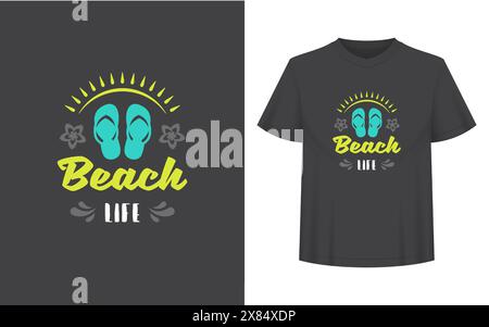 Citation d'été ou dicton peut être utilisé pour t-shirt, tasse, carte de voeux, superpositions de photos, impressions de décor et affiches. Message de vie de plage, illustration vectorielle. Illustration de Vecteur