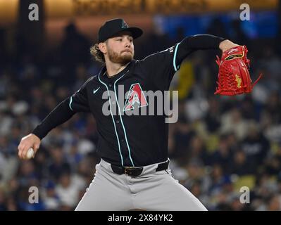 Los Angeles, États-Unis. 22 mai 2024. Ryne Nelson, le relieur Arizona Diamondbacks, termine pour livrer en cinquième manche au Dodger Stadium de Los Angeles le mercredi 22 mai 2024. Photo de Jim Ruymen/UPI crédit : UPI/Alamy Live News Banque D'Images