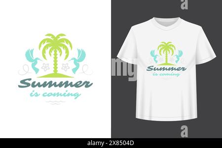 Citation d'été ou dicton peut être utilisé pour t-shirt, tasse, carte de voeux, superpositions de photos, impressions de décor et affiches. L'été arrive message, vecteur illustr Illustration de Vecteur