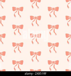 Motif sans couture de noeuds de cadeau. Ruban Vintage Doodle Illustration de Vecteur