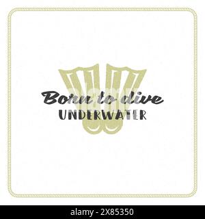 Vacances d'été typographie conception de citation inspirante pour l'illustration vectorielle d'affiche ou de vêtement. Né pour plonger le message. Palmes de style dessinées à la main silho Illustration de Vecteur