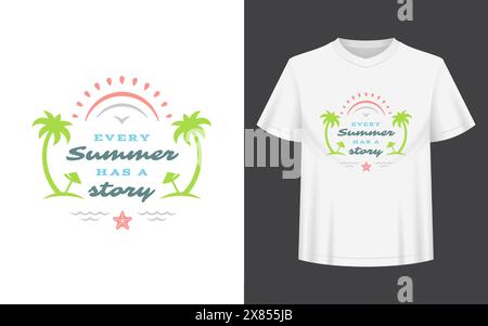 Citation d'été ou dicton peut être utilisé pour t-shirt, tasse, carte de voeux, superpositions de photos, impressions de décor et affiches. Chaque été a un message d'histoire, vecteur Illustration de Vecteur