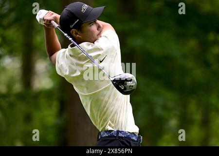 Schilde, Belgique. 23 mai 2024. Lev Grinberg photographié lors de la première manche (1/4) du tournoi de golf Soudal Open DP World Tour 2024, à Schilde, jeudi 23 mai 2024. Le Soudal Open 2024 se déroule du 23 au 26 mai au Rinkven Golf Club de Schilde. BELGA PHOTO DIRK WAEM crédit : Belga News Agency/Alamy Live News Banque D'Images