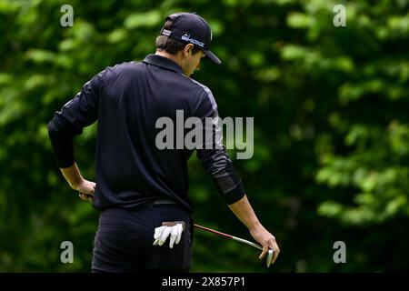 Schilde, Belgique. 23 mai 2024. Le belge Matthis Besard photographié lors de la première manche (1/4) du tournoi de golf Soudal Open DP World Tour 2024, à Schilde, jeudi 23 mai 2024. Le Soudal Open 2024 se déroule du 23 au 26 mai au Rinkven Golf Club de Schilde. BELGA PHOTO DIRK WAEM crédit : Belga News Agency/Alamy Live News Banque D'Images