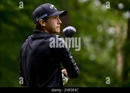 Schilde, Belgique. 23 mai 2024. Le belge Matthis Besard photographié lors de la première manche (1/4) du tournoi de golf Soudal Open DP World Tour 2024, à Schilde, jeudi 23 mai 2024. Le Soudal Open 2024 se déroule du 23 au 26 mai au Rinkven Golf Club de Schilde. BELGA PHOTO DIRK WAEM crédit : Belga News Agency/Alamy Live News Banque D'Images