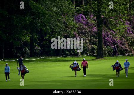 Schilde, Belgique. 23 mai 2024. Trou 18 photographié lors de la première manche (1/4) du tournoi de golf Soudal Open DP World Tour 2024, à Schilde, jeudi 23 mai 2024. Le Soudal Open 2024 se déroule du 23 au 26 mai au Rinkven Golf Club de Schilde. BELGA PHOTO DIRK WAEM crédit : Belga News Agency/Alamy Live News Banque D'Images