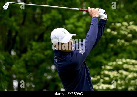 Schilde, Belgique. 23 mai 2024. Le belge Nicolas Colsaerts photographié lors de la première manche (1/4) du tournoi de golf Soudal Open DP World Tour 2024, à Schilde, jeudi 23 mai 2024. Le Soudal Open 2024 se déroule du 23 au 26 mai au Rinkven Golf Club de Schilde. BELGA PHOTO DIRK WAEM crédit : Belga News Agency/Alamy Live News Banque D'Images