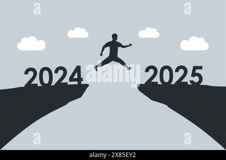 homme sautant sur une falaise de 2024 à 2025 illustration vectorielle Illustration de Vecteur