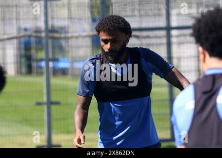 Marcus Wendel Valle da Silva, connu sous le nom de Wendel (C), un joueur du club de football Zenit vu lors d'une séance d'entraînement ouverte à la base d'entraînement du Zenit FC à Pétersbourg avant le match de football Zenit Saint Petersburg - Rostov, qui se tiendra à Saint Pétersbourg, en Russie. (Photo de Maksim Konstantinov / SOPA images/SIPA USA) Banque D'Images