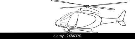 dessin en ligne simple continu de l'hélicoptère, illustration vectorielle d'art au trait Illustration de Vecteur