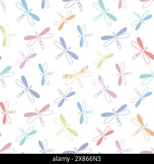 Libellules colorées imprimé bébé mignon Illustration de Vecteur