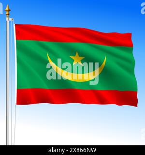 Mauritanie, drapeau officiel d'agitations nationales, pays africain, illustration vectorielle Illustration de Vecteur