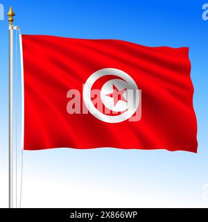 Tunisie, drapeau officiel d'agitations nationales, pays africain, illustration vectorielle Illustration de Vecteur