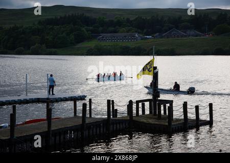 Formation des cadets de la mer sur des bateaux à rames, lac Killington, Cumbria, Angleterre, Royaume-Uni Banque D'Images