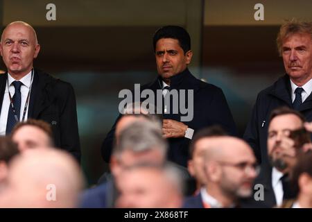 22 mai 2024, Dublin Arena, Dublin, Irlande ; Europa League Football final ; Atalanta contre Bayer Leverkusen ; le président du PSG Nasser Al-Khelaifi arrive pour le match Banque D'Images