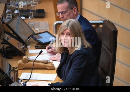 Édimbourg, Royaume-Uni. 23 mai 2024. SUR LA PHOTO : scènes de la session hebdomadaire des questions des premiers ministres (FMQ) à l'intérieur du couloir et de la salle de débat du Parlement écossais a Holyrood à Édimbourg. Crédit : Colin d Fisher crédit : Colin Fisher/Alamy Live News Banque D'Images