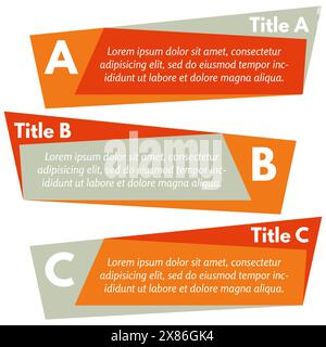 Ensemble de trois bannières horizontales colorées d'options. Modèle de conception infographique étape par étape. Illustration vectorielle Illustration de Vecteur