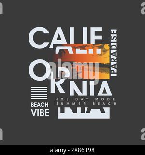 California Paradise Beach vibe typographie été affiche de conception graphique Illustration de Vecteur