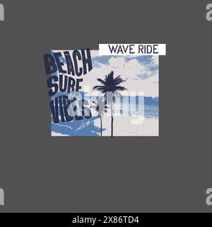 Motif t-shirt d'été Beach surf vibes wave ride Illustration de Vecteur