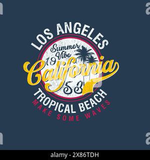 Los angeles californie tropicale plage vibes typographie t-shirt design Illustration de Vecteur