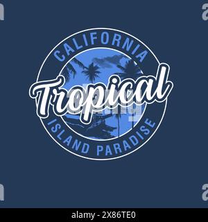 Tropical Island Paradise california typographie Summer Beach t-shirt graphique Illustration de Vecteur