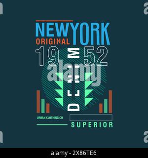 New york original Denim vêtements de qualité supérieure typographie Urban Graphic tee-shirt Illustration de Vecteur