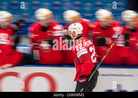 Ostrava, République tchèque. 23 mai 2024. Match de quart de finale Suisse vs Allemagne du Championnat mondial 2024 de l’IIHF, à Ostravar Arena, Ostrava, République tchèque, le 23 mai, 2024. Nino Niederreiter (sui). Crédit : Vladimir Prycek/CTK photo/Alamy Live News Banque D'Images