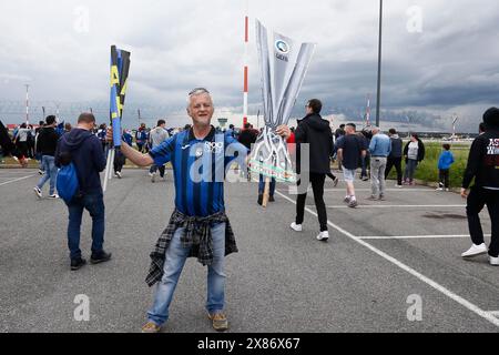 Bergame, Italie. 23 mai 2024. L'équipe Atalanta revient en Italie après la victoire du match de football de l'UEFA Europa League entre Atalanta BC et Bayer Leverkusen, Bergame, Italie - jeudi 23 mai 2024. Sport - Soccer . (Photo Alberto Mariani/LaPresse) crédit : LaPresse/Alamy Live News Banque D'Images