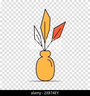 Fleur dans un pot ou un vase dans le style de dessin animé. Plante d'intérieur dans un style plat. Vecteur contour icône plante sur un fond transparent. Illustration de Vecteur