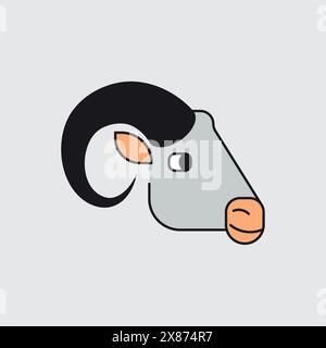 Sheep Head. Style de dessin animé. Vecteur Illustration de Vecteur