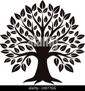 Arbre de vie avec feuilles Silhouette parfait pour les projets Illustration de Vecteur