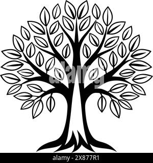 Arbre de vie avec feuilles Silhouette parfait pour les projets Illustration de Vecteur