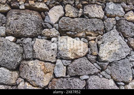 Santa Barbara, Terceira, Açores, Portugal. Mur de pierre sur l'île de Terceira, Açores. Banque D'Images